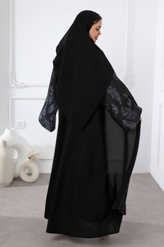 عباية سوداء أكمام جاكار كحلي