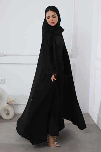 عباية سوداء لمعة ناعمة
