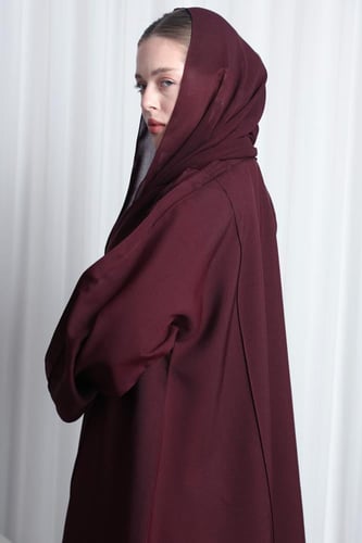 عباية عنابي محروق قيطان بارز من الأكمام والأمام وا...