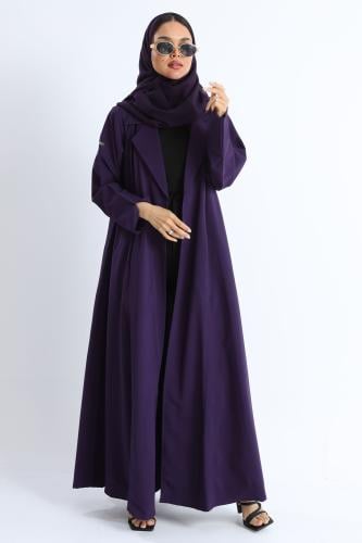 عباية ياقة أنيقة لون بنفسجي كريب أوكراني