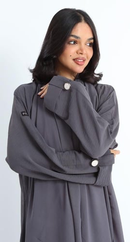 عباية كريب أمريكي رمادي كلاسيك