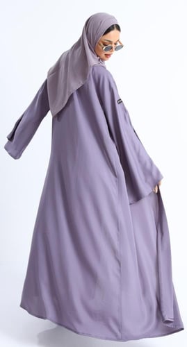 عباية أكمام واسعة موف- حرير بارد