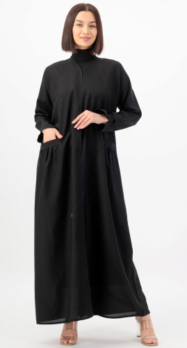 عباية جيوب كسرات وأزرار بـ الأكمام