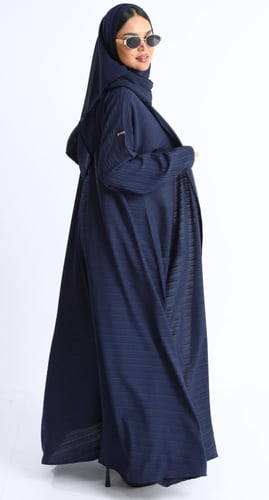 عباية نصف كلوش كحلي مقلم