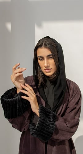 عباية شتوية فروة شامواه بني