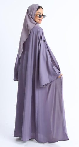 عباية أكمام واسعة موف- حرير بارد