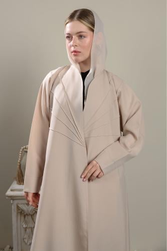 عباية كتان تطريز عند الأمام - سكري