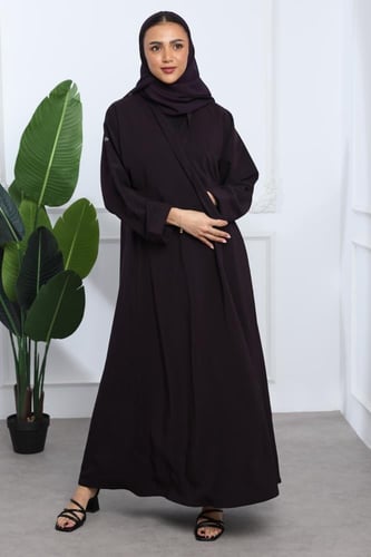 عباية كريب يوناني بارز الملمس بنفسجي