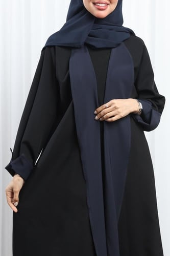 عباية دبل فيس أسود وكحلي أكمام مفتوحة
