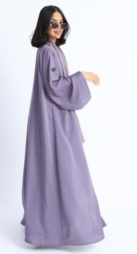 عباية أكمام واسعة موف- حرير بارد