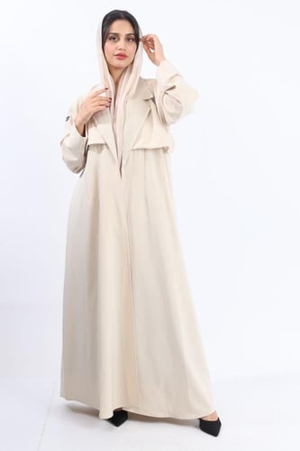 عباية ياقة وجاكيت قصير سكري كريب