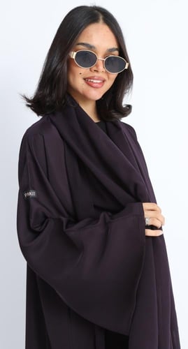 عباية أكمام واسعة بنفسجي- حرير بارد