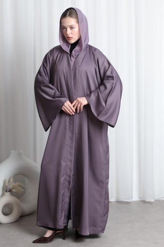 عباية أكمام واسعة موف - حرير بارد