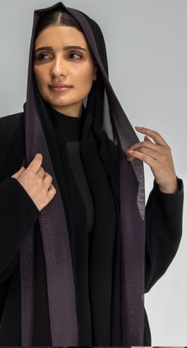عباية دبل فيس بنفسجي أرجواني وأسود