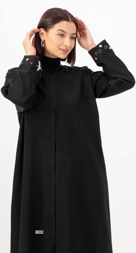 عباية طقطق أكمام تطريز طائر