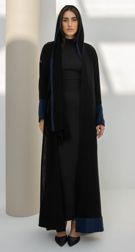 عباية كلوش تطريز كحلي