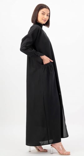 عباية جيوب كسرات وأزرار بـ الأكمام