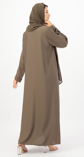 عباية زيتي برونزي حرير بارد