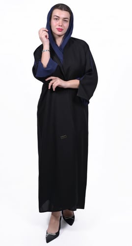 عباية سوداء تفاصيل كحلي