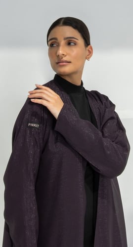 عباية دبل فيس بنفسجي أرجواني وأسود