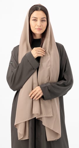 عباية رمادي ورملي حرير بارد