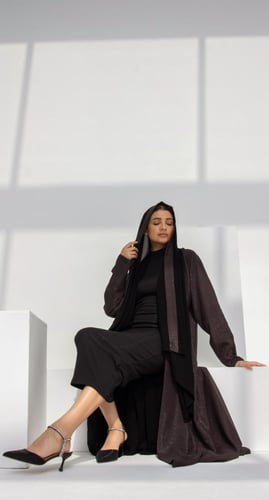 عباية دبل فيس بني عودي وأسود