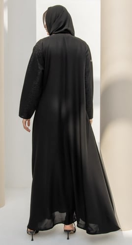 عباية كلوش أكمام تطريز لامع