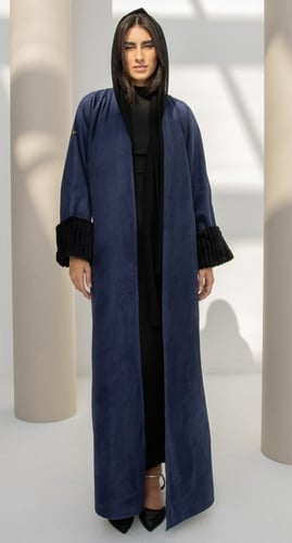 عباية شتوية فروة شامواه كحلي