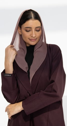عباية بـ تصميم بليزر عنابي (بورغندي)
