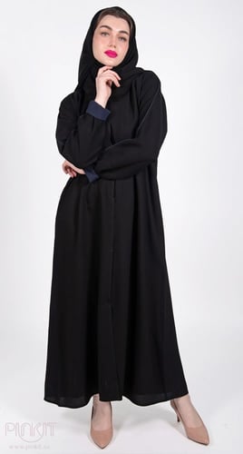 عباية سوداء طقطق تفاصيل كحلي