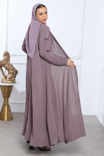 عباية كلوش كريب أمريكي أكمام بكسرات موف