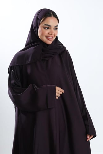 عباية نصف كلوش كريب راما أكمام كلاسيك بنفسجي