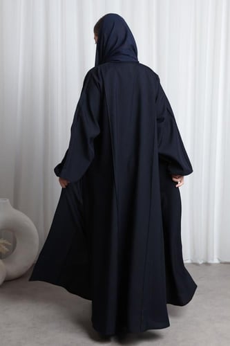 عباية كحلي محروق قيطان بارز من الأكمام والأمام وال...