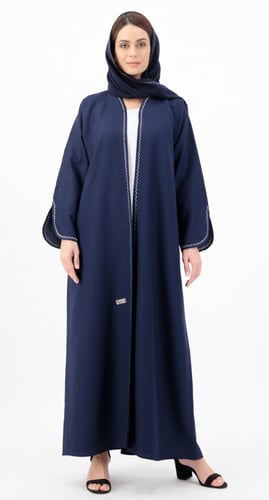 عباية كحلية تطريزات ناعمة