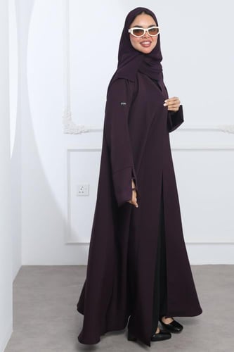 عباية أكمام مفتوحة كتان بنفسجي