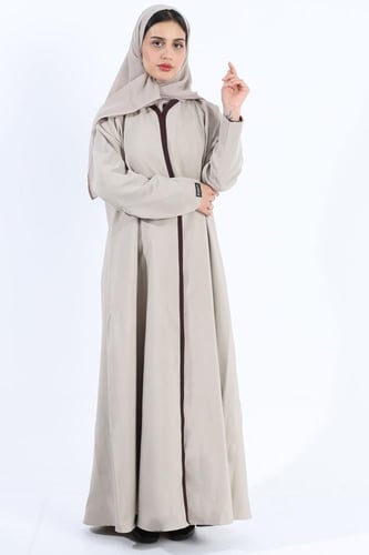 عباية دافئة ياقة مغلقة كريب باربي سكري