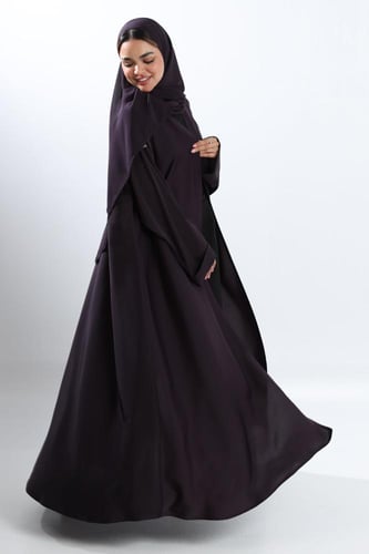 عباية نصف كلوش كريب راما أكمام كلاسيك بنفسجي