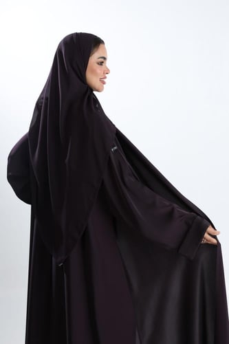 عباية نصف كلوش كريب راما أكمام كلاسيك بنفسجي