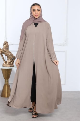 عباية كلوش كريب أمريكي أكمام بكسرات بيج