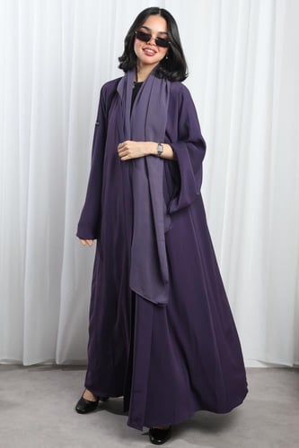 عباية موف أكمام واسعة بفتحة ناعمة