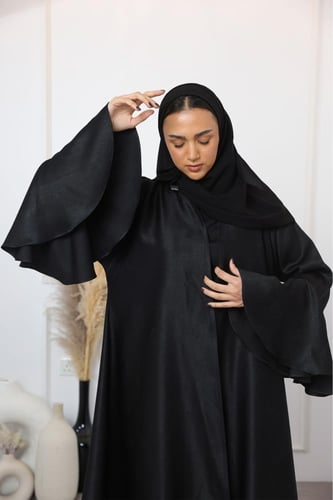 عباية جاكار نقوش ناعمة أكمام كلوش وكسرات