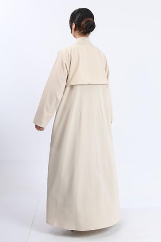 عباية ياقة وجاكيت قصير سكري كريب