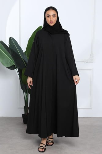 عباية كريب يوناني بارز الملمس أسود