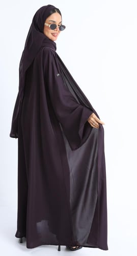 عباية أكمام واسعة بنفسجي- حرير بارد