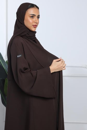 عباية تطريز بارز انترنت أكمام واسعة بني