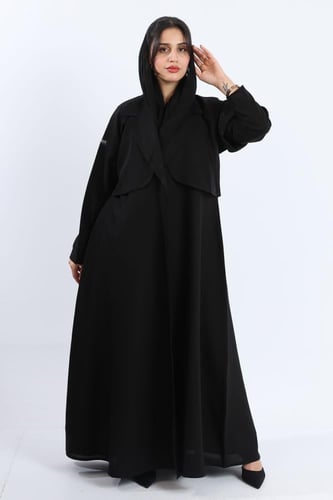 عباية ياقة مع جاكيت وكرستال أسود