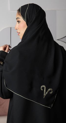 طرحة برج الحمل تطريز ذهبي