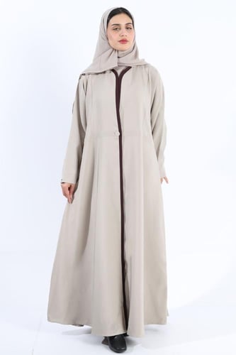 عباية دافئة ياقة مغلقة كريب باربي سكري