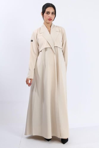 عباية ياقة وجاكيت قصير سكري كريب