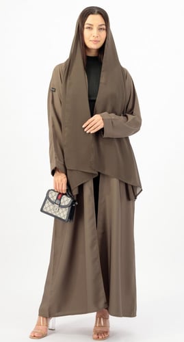 عباية زيتي برونزي حرير بارد
